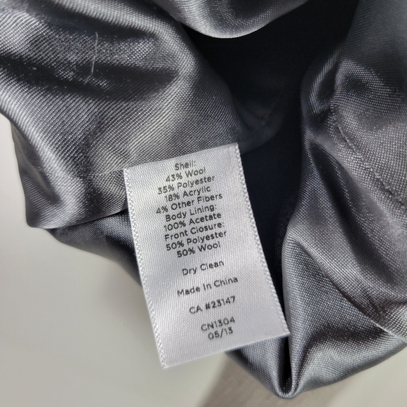 Talbots Tan Gray Wool Blend Moto Zip Pockets Blazer Jacket Women's Size 14 - Picture 5 of 5